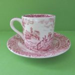 Red Landscape European Style Coffee Cup and Saucer Set
